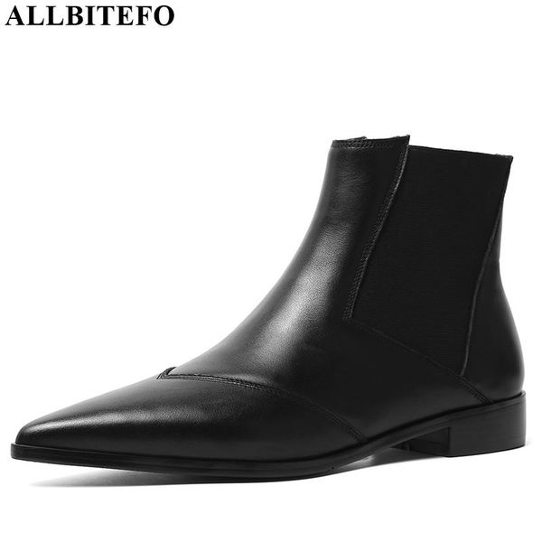 allbitefo real genuine leather women boots comfortable breathable autumn winter ankle boots low heel girl pointed toe, Black
allbitefo real genuine leather women boots comfortable breathable autumn winter ankle boots low heel girl pointed toe, Black