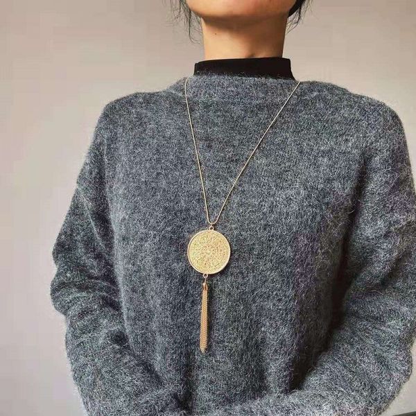 gold maya disk tassel pendant necklace for women luxury designer fringe long chain necklace golden tassels sweater chains jewelry love gift, Silver
gold maya disk tassel pendant necklace for women luxury designer fringe long chain necklace golden tassels sweater chains jewelry love gift, Silver