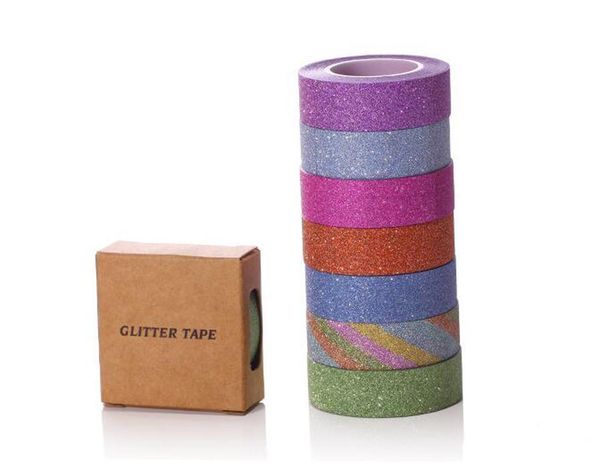 1.5cm /10m Glitter Washi Sticky Paper Masking Adhesive Tape Label Diy Craft Decorative 2016 230pcs