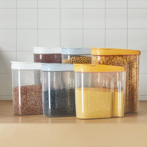 plastic grain storage jar with lid household dried fruit sealed kitchen storage box
plastic grain storage jar with lid household dried fruit sealed kitchen storage box