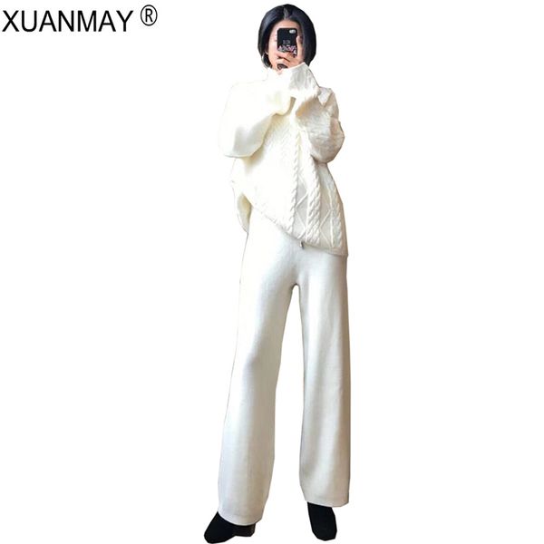 autumn women's thick sweater and pants up and down two-piece korean version white high-neck sweater wide leg pants two-piece, Gray
autumn women's thick sweater and pants up and down two-piece korean version white high-neck sweater wide leg pants two-piece, Gray