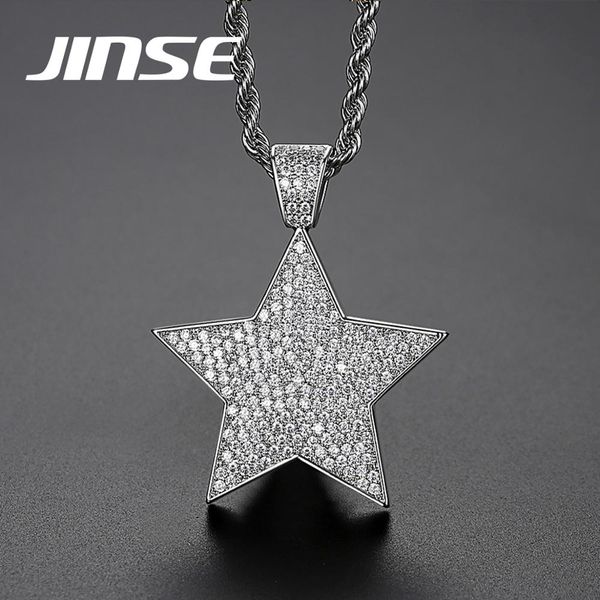 jinse iced zircon star pentagram pendant necklaces charm gold silver color copper micro pave cz men's hip hop jewelry
jinse iced zircon star pentagram pendant necklaces charm gold silver color copper micro pave cz men's hip hop jewelry
