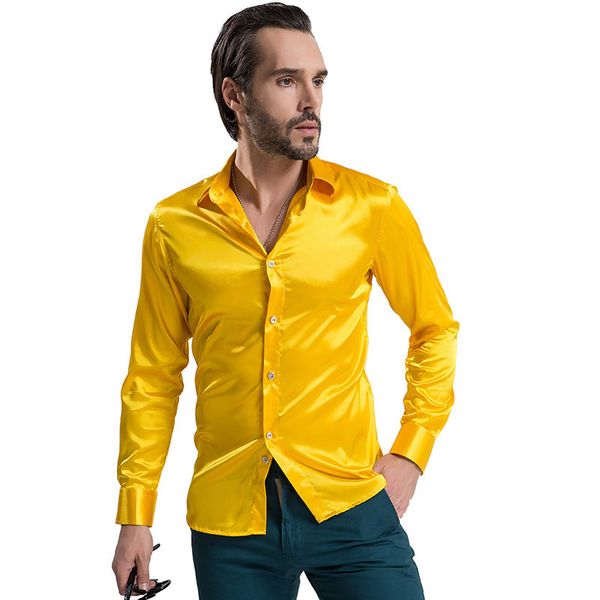 2017 fashion dressing shirt silky satin silk shirt slim men's long sleeve groom's party wedding artificial shirts casual, White;black
2017 fashion dressing shirt silky satin silk shirt slim men's long sleeve groom's party wedding artificial shirts casual, White;black