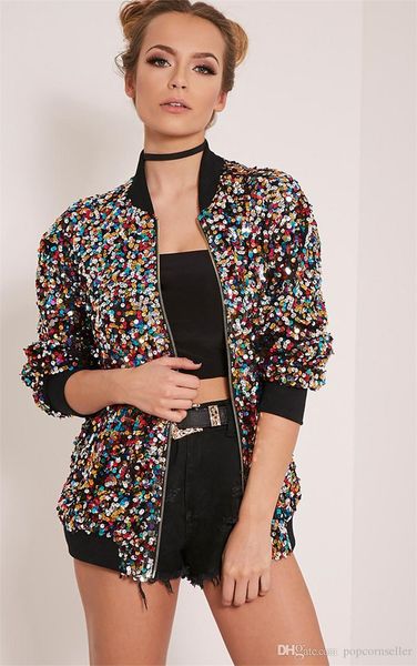 womens designer sequins jacket fashion casual autumn spring loose pilot jacket womens clothing, Black;brown
womens designer sequins jacket fashion casual autumn spring loose pilot jacket womens clothing, Black;brown