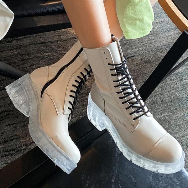 women's white cow leather combat ankle boots transparent platform chunky oxfords punk goth shoes round toe party, Black
women's white cow leather combat ankle boots transparent platform chunky oxfords punk goth shoes round toe party, Black