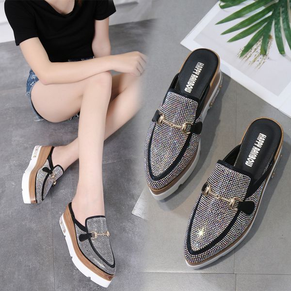 olomm 2020 new baotou half slippers female thick bottom wild rhinestone wedge heel pointed high-heeled wearing sandals-215, Black
olomm 2020 new baotou half slippers female thick bottom wild rhinestone wedge heel pointed high-heeled wearing sandals-215, Black