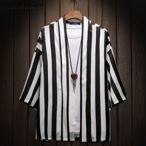 incerun fashion striped men shirt open stitch streetwear vintage cardigan 3/4 sleeve casual shirts men 2019 s-5xl, White;black
incerun fashion striped men shirt open stitch streetwear vintage cardigan 3/4 sleeve casual shirts men 2019 s-5xl, White;black