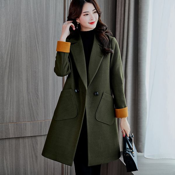 new women casual wool coat medium long solid color long sleeve woolen jacket coat winter slim women woolen jacket wool, Black
new women casual wool coat medium long solid color long sleeve woolen jacket coat winter slim women woolen jacket wool, Black