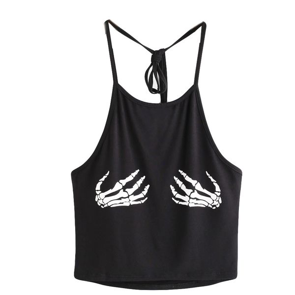 women fashion palm print tank sling solid color casual sleeveless t-shirt roupas feminina, White
women fashion palm print tank sling solid color casual sleeveless t-shirt roupas feminina, White