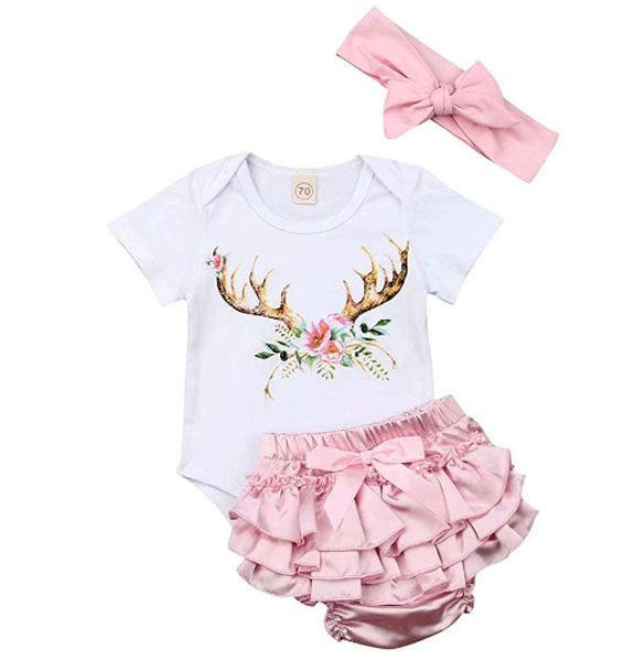 christmas baby girl outfit clothes infant newborn antler short sleeve romper ruffled shorts headband 3pcs clothing set, Blue
christmas baby girl outfit clothes infant newborn antler short sleeve romper ruffled shorts headband 3pcs clothing set, Blue