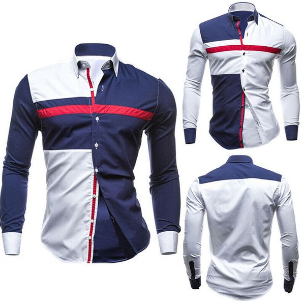 stylish men's slim fit long sleeve turn-down collar patchwork shirts male formal shirt casual shirts, White;black
stylish men's slim fit long sleeve turn-down collar patchwork shirts male formal shirt casual shirts, White;black