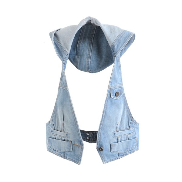 women's body-length short hooded sleeveless denim vest personality bbackless fashion denim vest plus size s-3xl, Black;white
women's body-length short hooded sleeveless denim vest personality bbackless fashion denim vest plus size s-3xl, Black;white