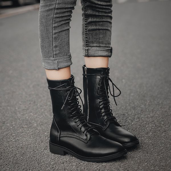 mid-calf motorcycle boots black lace-up&zip low heels botas round toe slim leg fashion knight bottes 2020winter shoes
mid-calf motorcycle boots black lace-up&zip low heels botas round toe slim leg fashion knight bottes 2020winter shoes