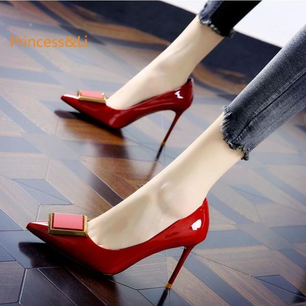 2020 new shoes pointed toe square buckle women's shoes european and american buckle patent leather high heels women, Black
2020 new shoes pointed toe square buckle women's shoes european and american buckle patent leather high heels women, Black