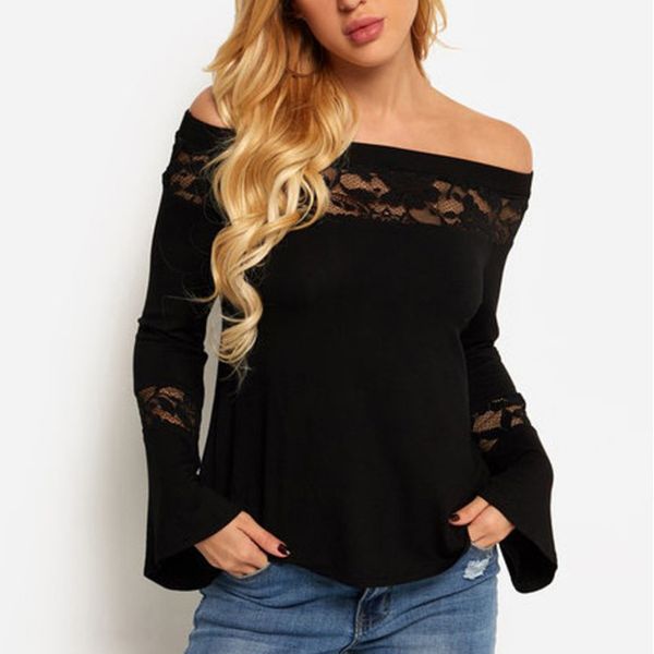 lace blouse women flare sleeve off shoulder streetwear clothes new fashion long sleeve clothes casual solid shirts camisas mujer, White
lace blouse women flare sleeve off shoulder streetwear clothes new fashion long sleeve clothes casual solid shirts camisas mujer, White