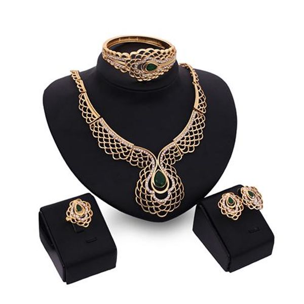 women's elegant cutout design bridal jewelry necklace bangle ring earrings set new chic, Silver
women's elegant cutout design bridal jewelry necklace bangle ring earrings set new chic, Silver