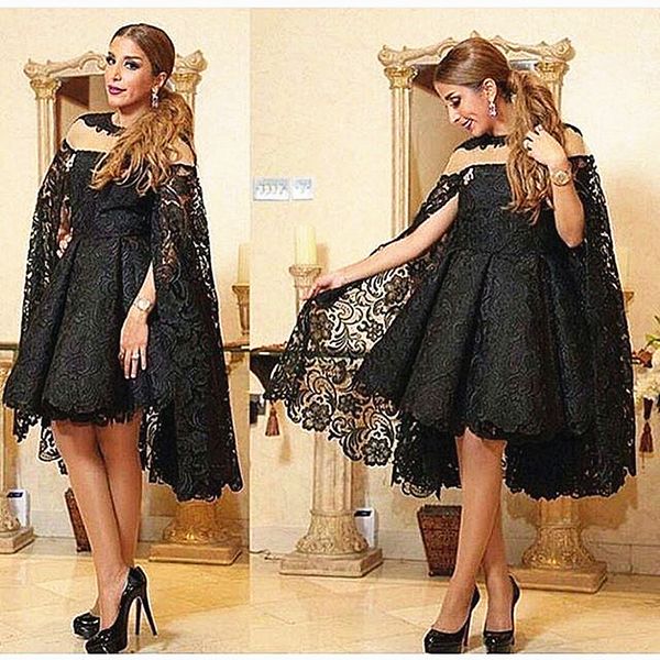 knee length short black lace mother of bride dress with cape modest mother of groom suit wedding party formal evening gowns, Black;red
knee length short black lace mother of bride dress with cape modest mother of groom suit wedding party formal evening gowns, Black;red