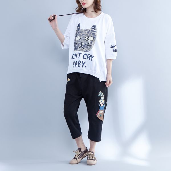 plus size kawaii cat print t shirt fashion tee ladies cotton t shirt femme loose oversized cotton summer t-shirts women, White
plus size kawaii cat print t shirt fashion tee ladies cotton t shirt femme loose oversized cotton summer t-shirts women, White