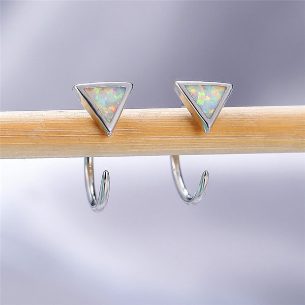 simple female white opal stone earrings classic triangle small hoop earrings cute bridal silver color wedding for women, Golden;silver
simple female white opal stone earrings classic triangle small hoop earrings cute bridal silver color wedding for women, Golden;silver
