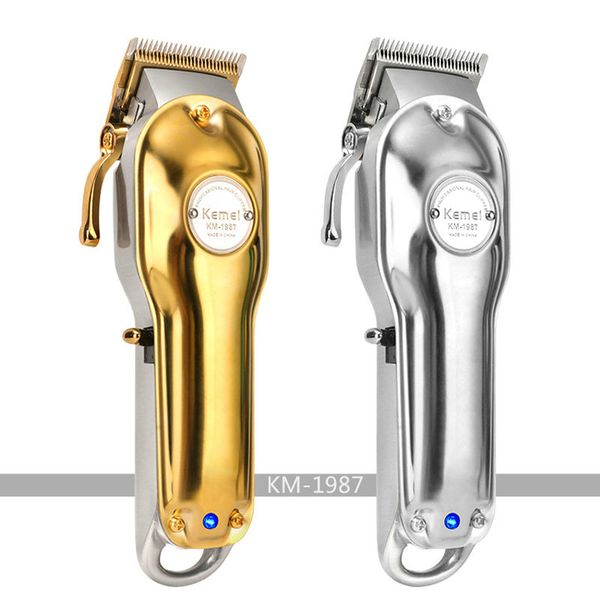 kemei 1987 парикмахера золото серебро перезаряжаемые регулируемое лезвие из углеродистой стали металлический корпус волосяные машинки для ст 
kemei 1987 парикмахера золото серебро перезаряжаемые регулируемое лезвие из углеродистой стали металлический корпус волосяные машинки для ст