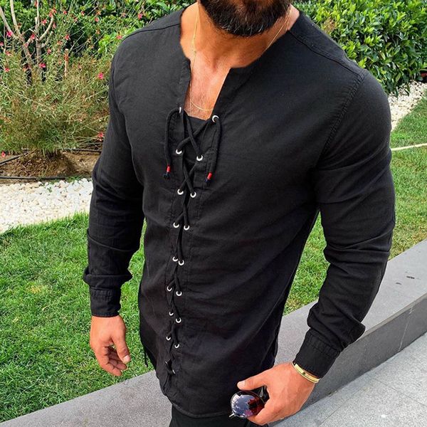 2020 men's casual shirts pure colour tether cotton linen shirts slim fit social harajuku v neck long sleeve, White;black
2020 men's casual shirts pure colour tether cotton linen shirts slim fit social harajuku v neck long sleeve, White;black