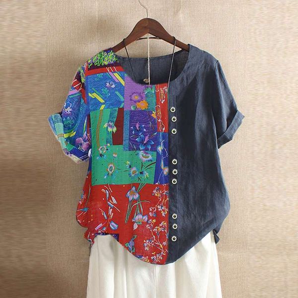 zanzea summer women bohemian printed blouse vintage short sleeve patchwork shirt femme robe tunic blusas loose cotton blouse, White
zanzea summer women bohemian printed blouse vintage short sleeve patchwork shirt femme robe tunic blusas loose cotton blouse, White