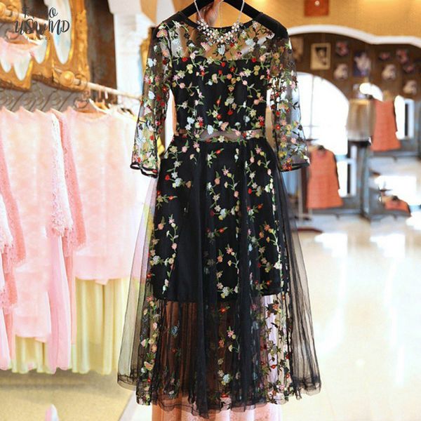 summer plus size mesh embroidery lace dresses women eleganr casual evening party dress o neck vestidos clothing, Black;gray
summer plus size mesh embroidery lace dresses women eleganr casual evening party dress o neck vestidos clothing, Black;gray