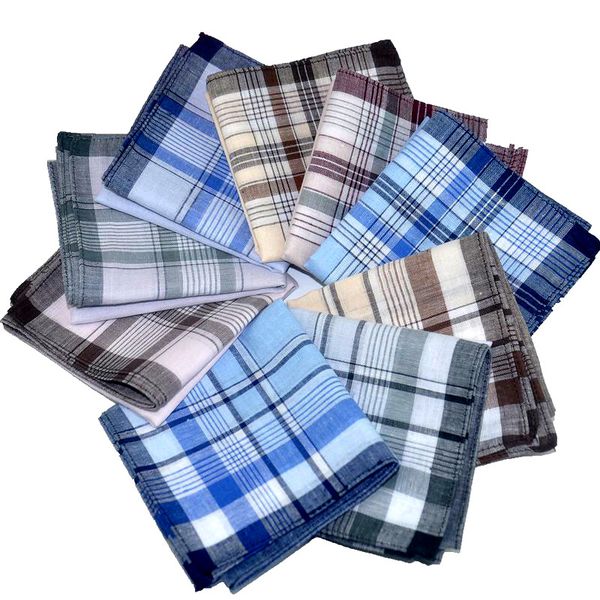 10pcs/lot striped plaid men's party handkerchief 38*38cm cotton fabric hanky wendding handkerchiefs casual male pocket square, Black;blue 
10pcs/lot striped plaid men's party handkerchief 38*38cm cotton fabric hanky wendding handkerchiefs casual male pocket square, Black;blue