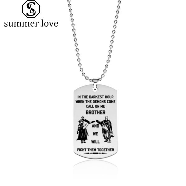 stainless steel necklace brother pendant necklace in the darkest hour when the demons come we will fight them together pendant necklace, Silver
stainless steel necklace brother pendant necklace in the darkest hour when the demons come we will fight them together pendant necklace, Silver