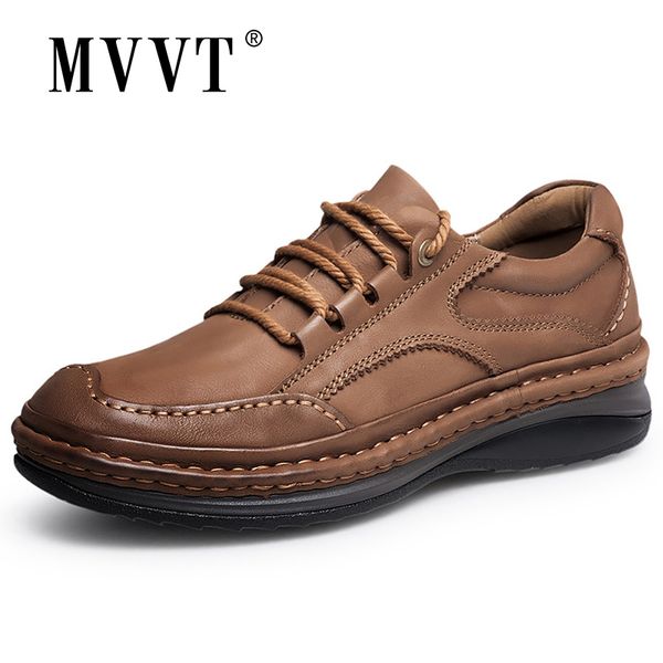 mvvt winter retro men boots genuine leather boots men winter ankle boots fashion platform men shoes mx190819, Black