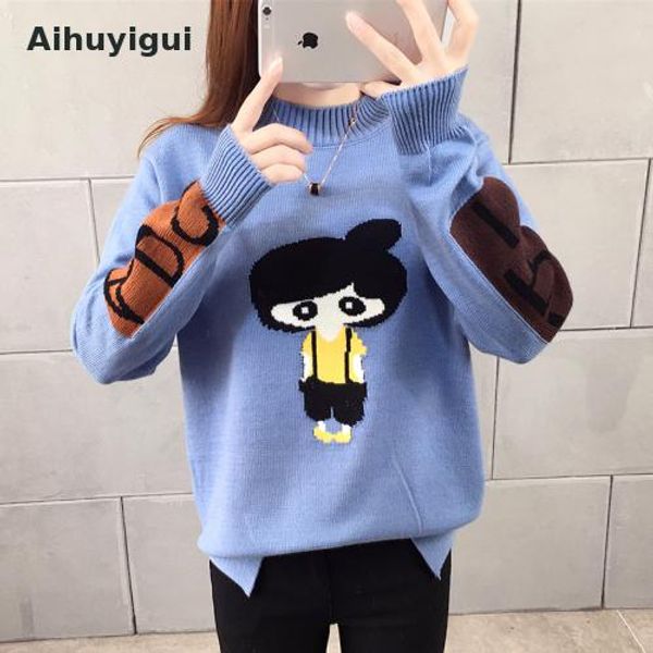 aihuyigui 2019 bottoming sweater female loose autumn winter female new korean version fashion cartoon pullover sweater hs679, White;black
aihuyigui 2019 bottoming sweater female loose autumn winter female new korean version fashion cartoon pullover sweater hs679, White;black