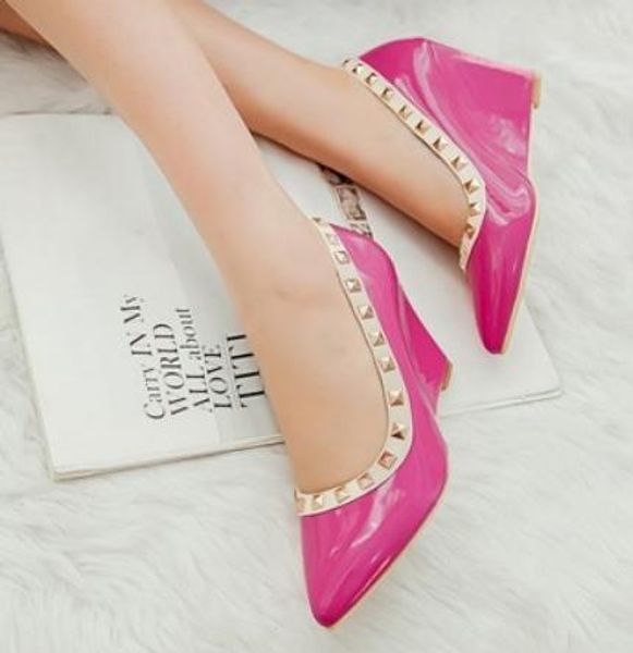 2019 women's shoes in spring and autumn with new style slope heel pointed end rivet @267, Black
2019 women's shoes in spring and autumn with new style slope heel pointed end rivet @267, Black