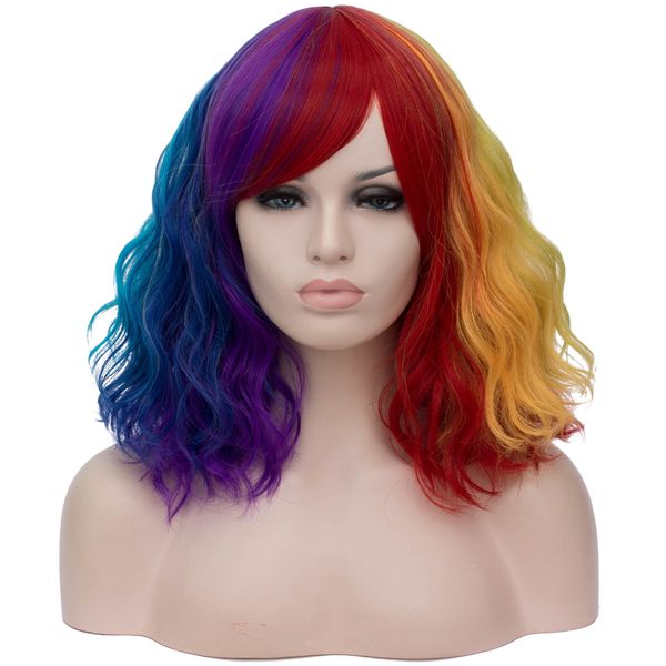 ladies multicolor stitched gradient hair synthetic short wig with bangs curly wavy black and white blue pink color cosplay wigs
ladies multicolor stitched gradient hair synthetic short wig with bangs curly wavy black and white blue pink color cosplay wigs