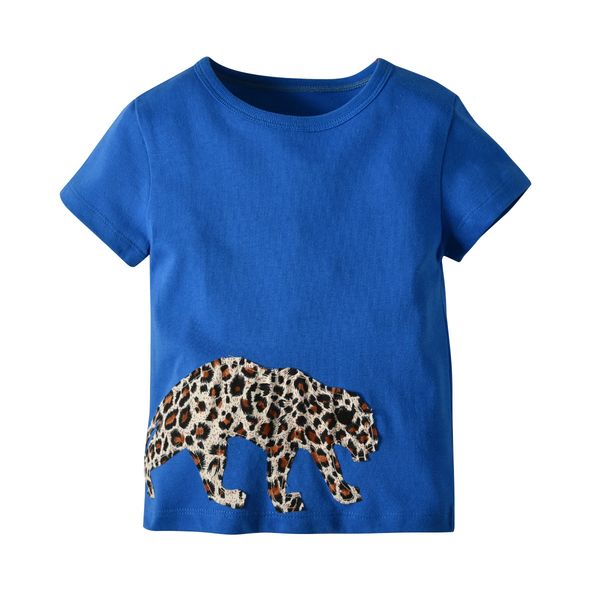 children's cotton short-sleeved children's wear shirt summer new round neck leopard patch cotton suit boy short-sleeved t-shirt, Blue
children's cotton short-sleeved children's wear shirt summer new round neck leopard patch cotton suit boy short-sleeved t-shirt, Blue