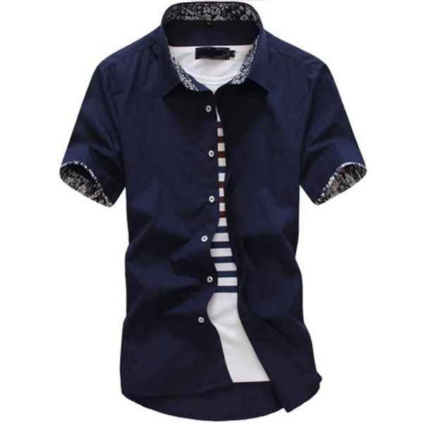 summer men's solid color floral collar short-sleeved shirt fashion casual shirt fashionable men's luxury slim social, White;black
summer men's solid color floral collar short-sleeved shirt fashion casual shirt fashionable men's luxury slim social, White;black