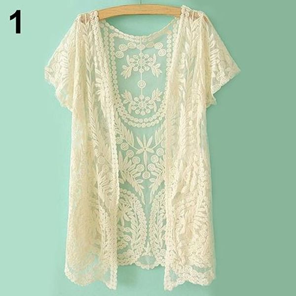 women's hollow shirt lace embroidery floral crochet short sleeve cardigan knitwear, White
women's hollow shirt lace embroidery floral crochet short sleeve cardigan knitwear, White