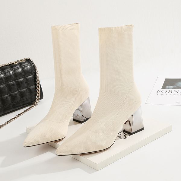 2019 spring fashion women boots beige pointed toe yarn elastic ankle boots thick heels shoes autumn winter female socks, Black
2019 spring fashion women boots beige pointed toe yarn elastic ankle boots thick heels shoes autumn winter female socks, Black