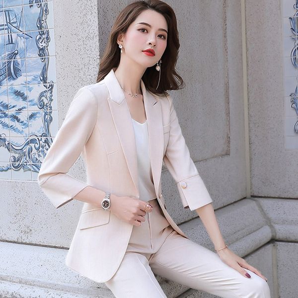 women's suits & blazers 2021 female formal elegant women office lady pant of business blazer suit jackets length trouser two pieces set, White;black
women's suits & blazers 2021 female formal elegant women office lady pant of business blazer suit jackets length trouser two pieces set, White;black