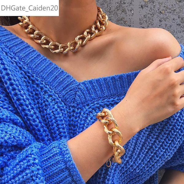 gothic chunky thick curb cuban necklace bracelet set hip hop heavy metal choker necklaces collar for women jewelry, Silver
gothic chunky thick curb cuban necklace bracelet set hip hop heavy metal choker necklaces collar for women jewelry, Silver
