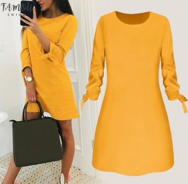 women fashion o-neck solid bow elegant straight dress spring loose mini dresses 3/4 sleeve bow comfortable plus size, Black;gray
women fashion o-neck solid bow elegant straight dress spring loose mini dresses 3/4 sleeve bow comfortable plus size, Black;gray