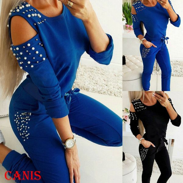 women's jogger off shoulder long sleeve casual ladies tracksuit sweatshirt + pants 2pcs sets sport lounge wear comfy suit, White
women's jogger off shoulder long sleeve casual ladies tracksuit sweatshirt + pants 2pcs sets sport lounge wear comfy suit, White