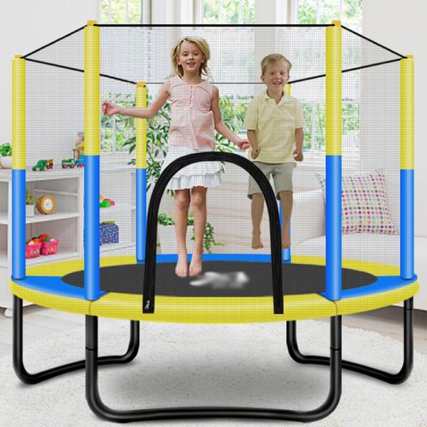 mini trampoline 60 inch round kids enclosure net pad rebounder outdoor exercise home toys jumping bed nax load 250kg pp,alloy
