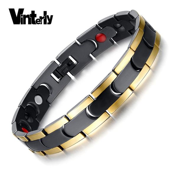 vinterly black gold-color magnetic bracelet for men chain link stainless steel men bracelet health energy germanium jewellery 
vinterly black gold-color magnetic bracelet for men chain link stainless steel men bracelet health energy germanium jewellery