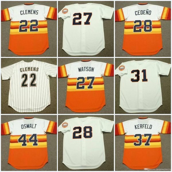 Houston 22 ROGER CLEMENS 2004 27 BOB WATSON 28 CESAR CEDENO 31 DON LARSEN 37 CHARLIE KERFELD 40 DON WILSON Retro Baseball Jersey
Houston 22 ROGER CLEMENS 2004 27 BOB WATSON 28 CESAR CEDENO 31 DON LARSEN 37 CHARLIE KERFELD 40 DON WILSON Retro Baseball Jersey