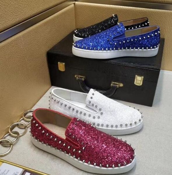2019 luxury casual shoes red bottom glitter rivet studded spikes bead velvet leather business party men women brand design flats loafers, Black
2019 luxury casual shoes red bottom glitter rivet studded spikes bead velvet leather business party men women brand design flats loafers, Black