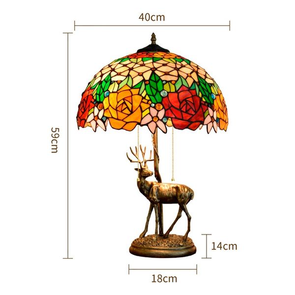 Led Table Lamp Tiffany Handmade Lighting Elk Gorgeous Rose Stained Glass Decorative Lamp Living Room Bedroom Bedside Table Lamp