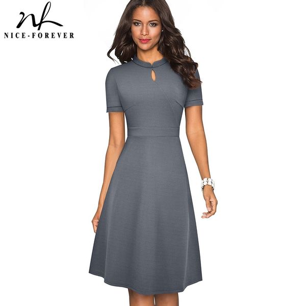 nice-forever summer vintage elegant pure color vestidos with a-line retro women dress a199, Black;gray
nice-forever summer vintage elegant pure color vestidos with a-line retro women dress a199, Black;gray