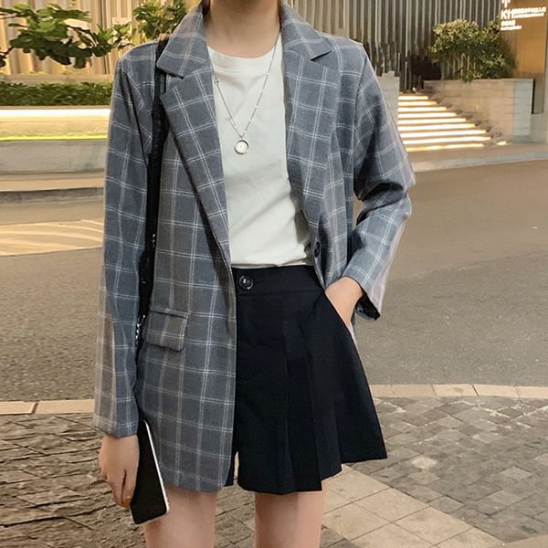plaid jacket women's spring blue long sleeve notched cotton blazer ladies formal veste femme printemps 2020, White;black
plaid jacket women's spring blue long sleeve notched cotton blazer ladies formal veste femme printemps 2020, White;black