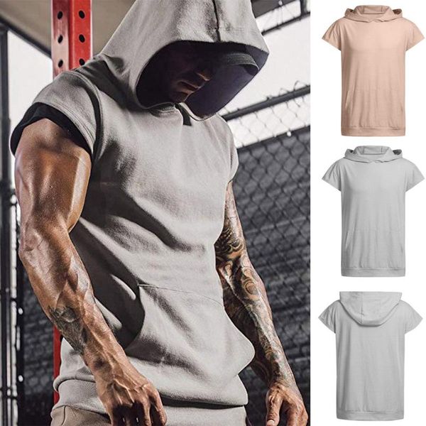 men' tank running vest summer casual hooded pocket short sleeve sport bodybuilding gym workout mens clothes 2021, White;black
men' tank running vest summer casual hooded pocket short sleeve sport bodybuilding gym workout mens clothes 2021, White;black