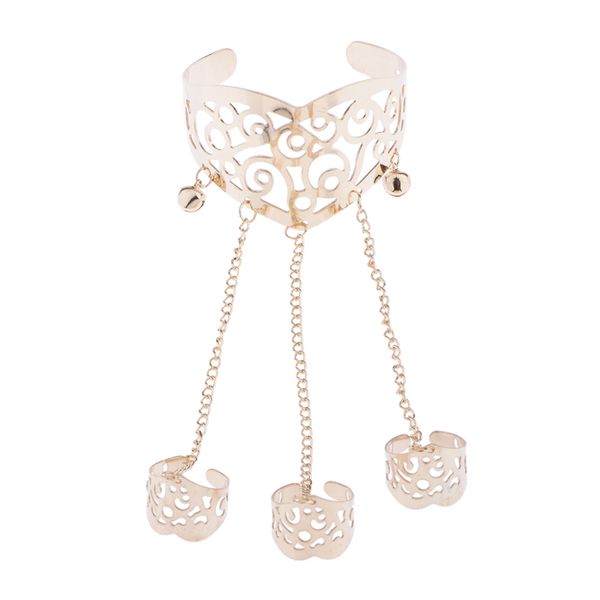 fashion hollowed-out carving flower bracelet three-finger ring set golden, Golden;silver
fashion hollowed-out carving flower bracelet three-finger ring set golden, Golden;silver